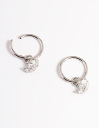 Surgical Steel Cubic Zirconia Trio Marquise Hoop Earrings - link has visual effect only