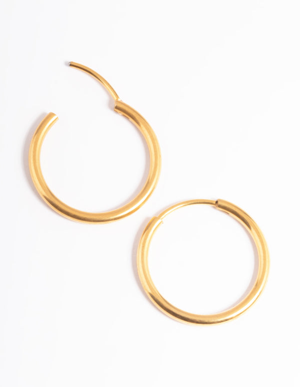 Gold Plated Surgical Steel Thin 18mm Hoop Earrings