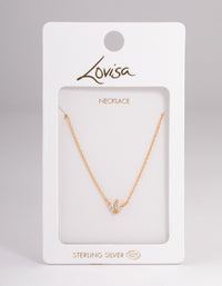 Gold Plated Sterling Silver Cubic Zirconia Marquise Trio Necklace - link has visual effect only