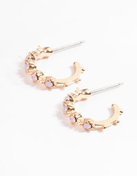 Gold Dainty Stone Huggie Earrings - link has visual effect only
