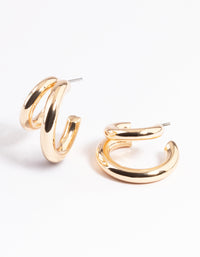 Gold Double Hoop Huggie Earrings - link has visual effect only