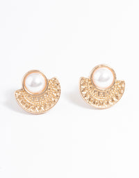 Gold Pearl Etched Stud Earrings - link has visual effect only