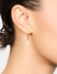 Gold Pearl Drop Huggie Earrings - link has visual effect only
