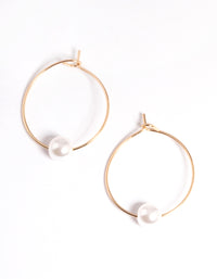 Gold Threaded Pearl Hoop Earrings - link has visual effect only