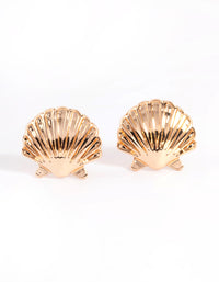 Gold Clam Shell Stud Earrings - link has visual effect only
