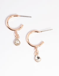 Rose Gold Stone Drop Huggie Earrings - link has visual effect only