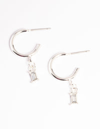 Silver Stone Drop Huggie Earrings - link has visual effect only