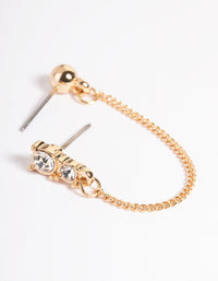 Gold Double Diamante & Ball Chain Earrings - link has visual effect only