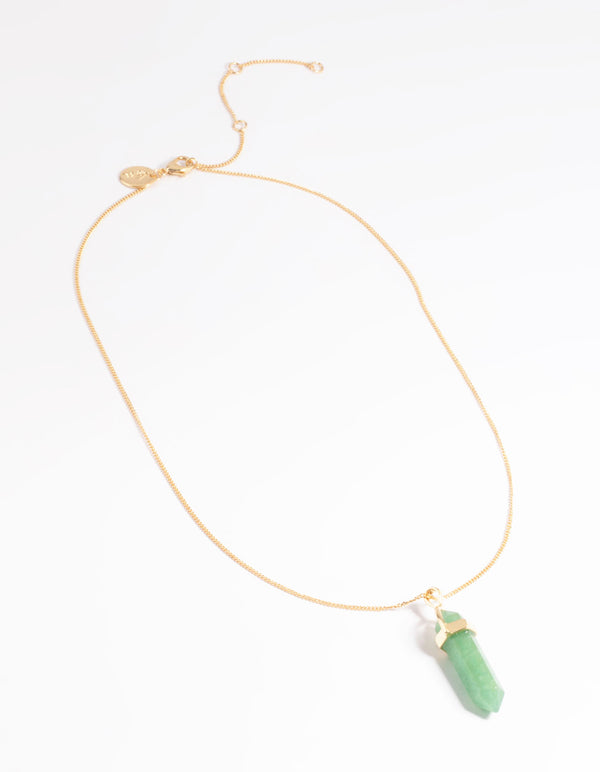 Gold Plated Semi Precious Green Shard Necklace