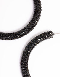 Jet Black Coated 40mm Crystal Hoop Earrings - link has visual effect only