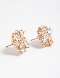 Gold Cubic Zirconia Flower Stud Earrings - link has visual effect only