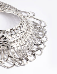 Silver Diamante Aztec Drape Collar Necklace - link has visual effect only
