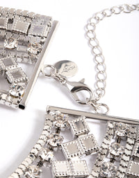 Silver Diamante Aztec Drape Collar Necklace - link has visual effect only
