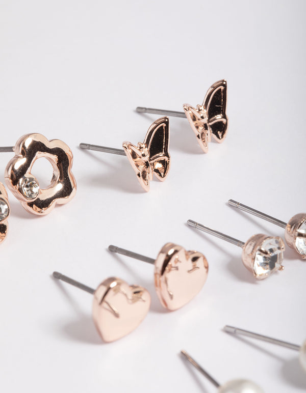 Kids Diamante Daisy Stud Earrings 6-Pack