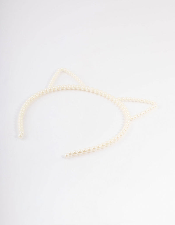 Kids Plastic Cat Ear Pearl Headband