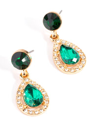 Green Round Pear Stone Drop Earrings - link has visual effect only
