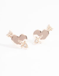 Rose Gold Heart Arrow Stud Earrings - link has visual effect only
