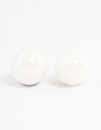 White Shiny Ball Stud Earrings - link has visual effect only