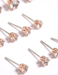 Rose Gold Classic Diamante Studs 8-Pack - link has visual effect only
