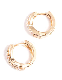Gold Mini Cubic Zirconia Twist Huggie Earrings - link has visual effect only