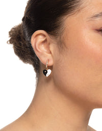 Gold Enamel Yin & Yang Hoop Earrings - link has visual effect only