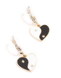 Gold Enamel Yin & Yang Hoop Earrings - link has visual effect only