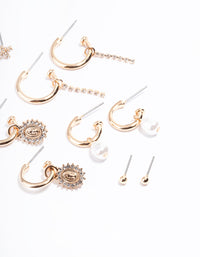 Gold Diamante Cross Mixed Stud & Earring Pack - link has visual effect only