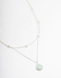 Silver Plated Amazonite Diamante Statement Layered Necklace - link has visual effect only