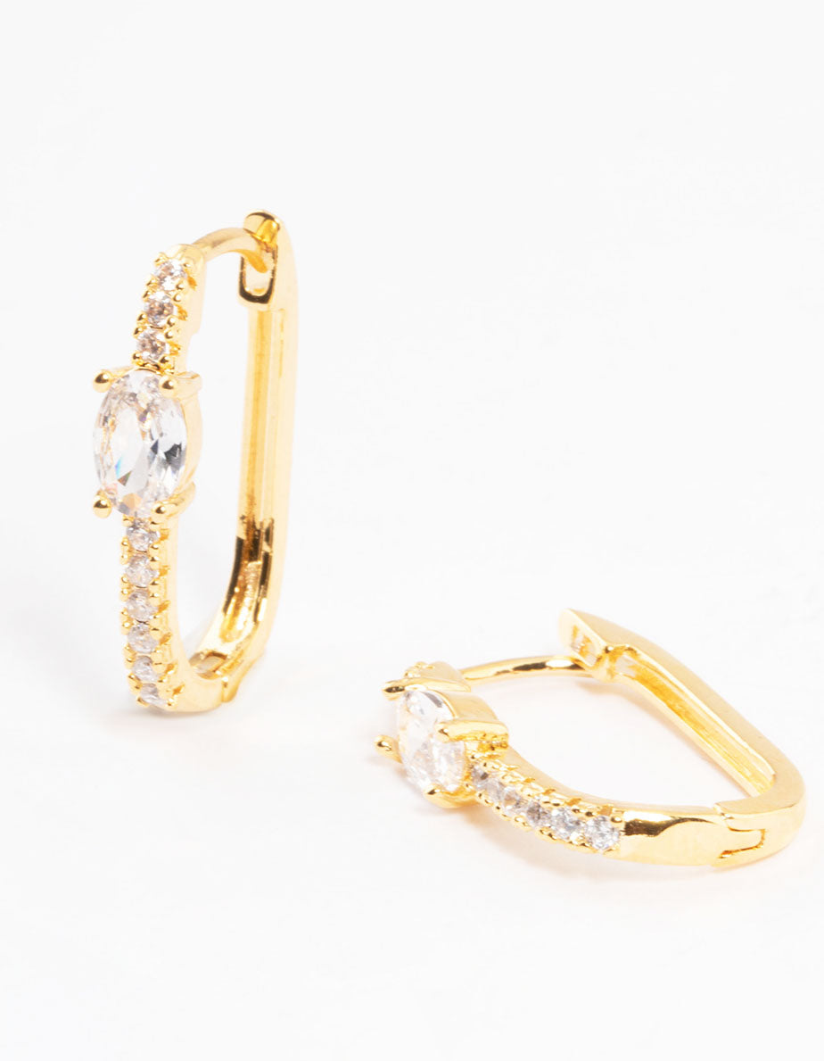 Gold Plated Cubic Zirconia Huggie Earrings
