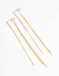 Gold Plated Diamante Front & Back Sandwich Earrings - link has visual effect only