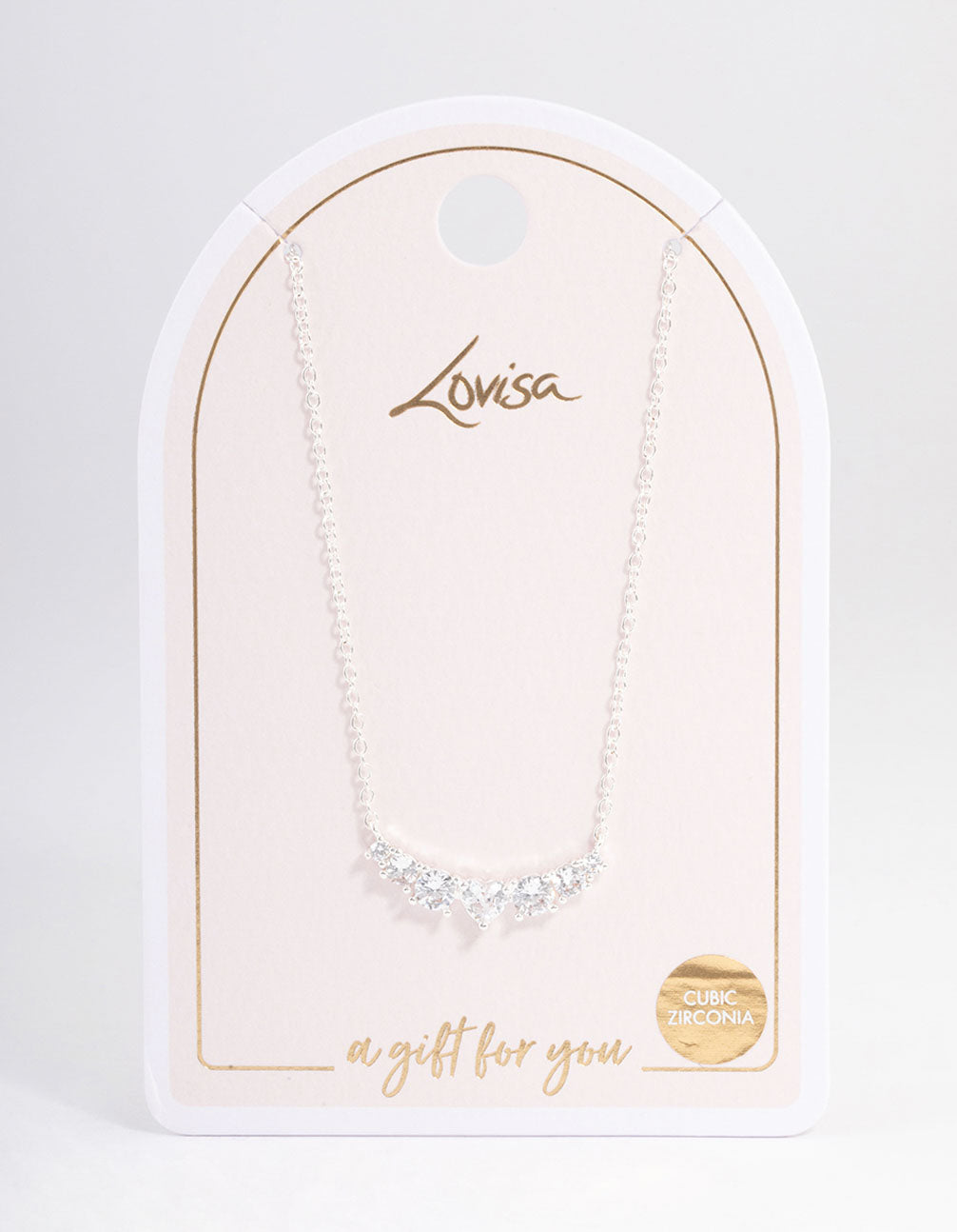 Silver Diamante Curve Bar Necklace
