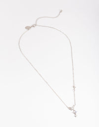 Silver Dainty Butterfly & Diamante Necklace - link has visual effect only
