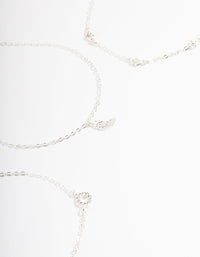 Silver Dainty Circle & Wing Bracelet Pack - link has visual effect only