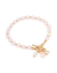Gold Pearl & Diamante Beaded Bracelet - link has visual effect only