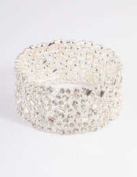 Silver Embellished Stone Stretch Bracelet - link has visual effect only