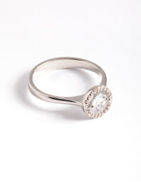 Silver Cubic Zirconia Centre Stone with Halo Ring - link has visual effect only