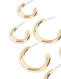 Gold Plated Chunky Hoop Earrings Pack - link has visual effect only