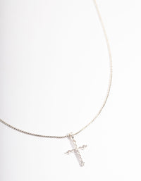 Silver Plated Cross Box Chain Necklace - link has visual effect only