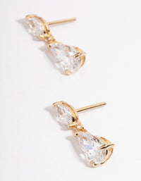 Gold Plated Sterling Silver Cubic Zirconia Marquise Drop Earrings - link has visual effect only