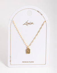 Letter N Gold Plated Rectangle Pendant Initial Necklace - link has visual effect only