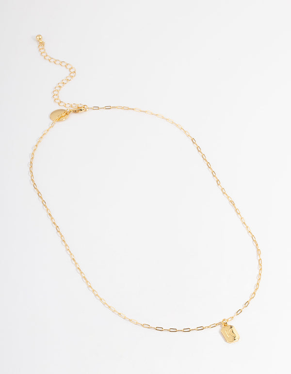 Letter K Gold Plated Rectangle Pendant Initial Necklace