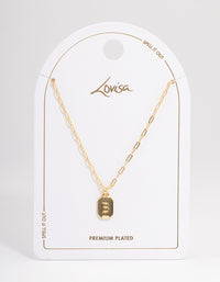 Letter B Gold Plated Rectangle Pendant Initial Necklace - link has visual effect only