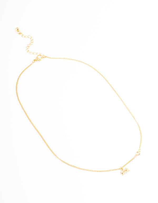 Gold Plated Aquarius Necklace with Cubic Zirconia Pendant