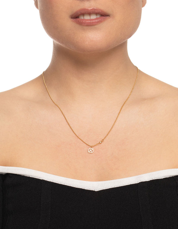 Gold Plated Cancer Necklace with Cubic Zirconia Pendant