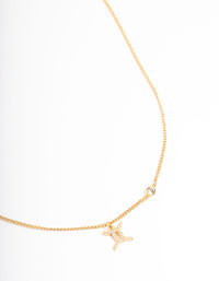 Gold Plated Gemini Necklace With Cubic Zirconia Pendant - link has visual effect only