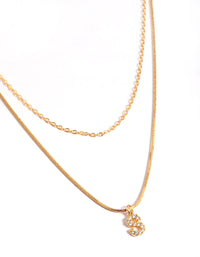 Letter S Gold Plated Layered Diamante Initial Necklace - link has visual effect only