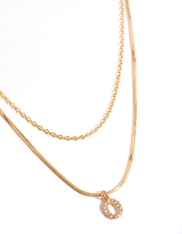 Letter O Gold Plated Layered Diamante Initial Necklace - link has visual effect only