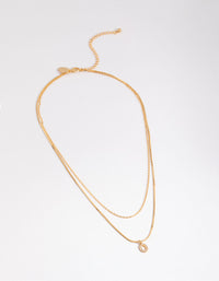 Letter O Gold Plated Layered Diamante Initial Necklace - link has visual effect only