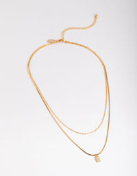 Letter E Gold Plated Layered Diamante Initial Necklace - link has visual effect only