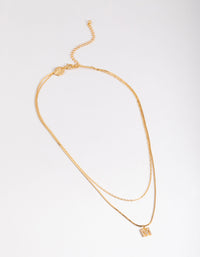Letter M Gold Plated Layered Diamante Initial Necklace - link has visual effect only